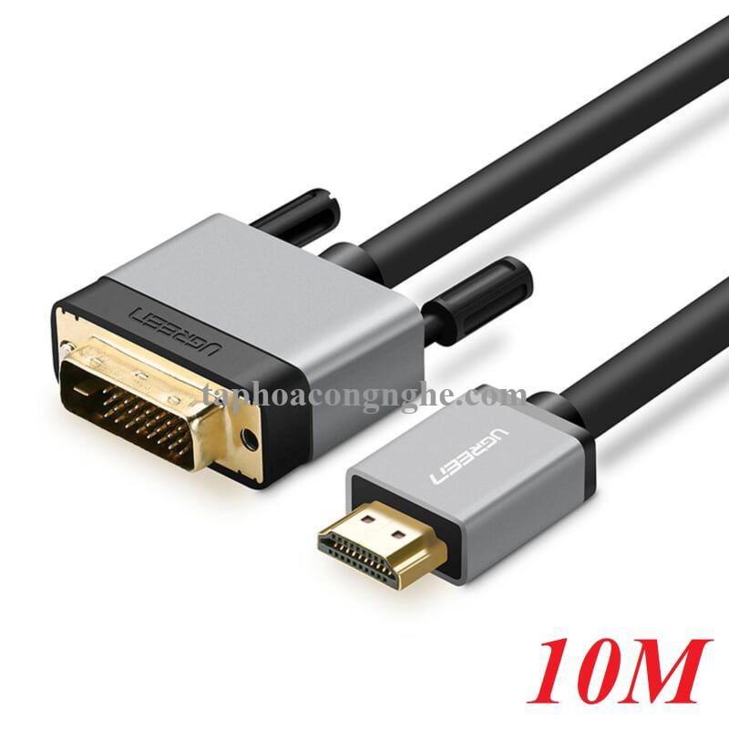 Ugreen 20891 10M màu Đen Cáp chuyển đổi HDMI sang DVI 24 + 1 thuần đồng cao cấp HD128 30020891